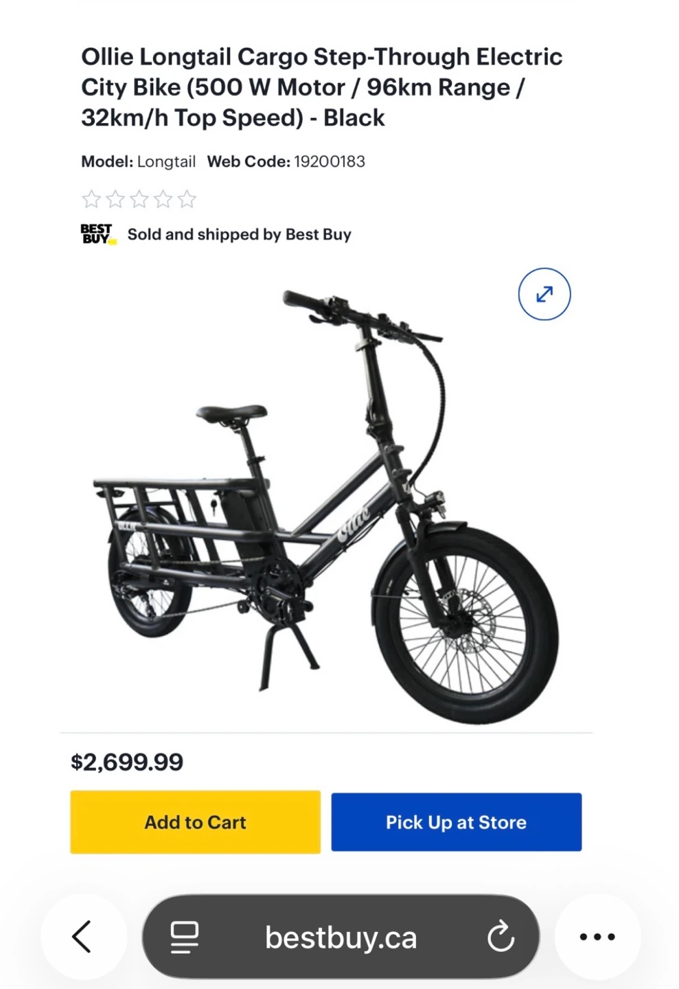 NEW! Ollie Longtail Cargo EBike City (500W96km32km/h) - $3,050