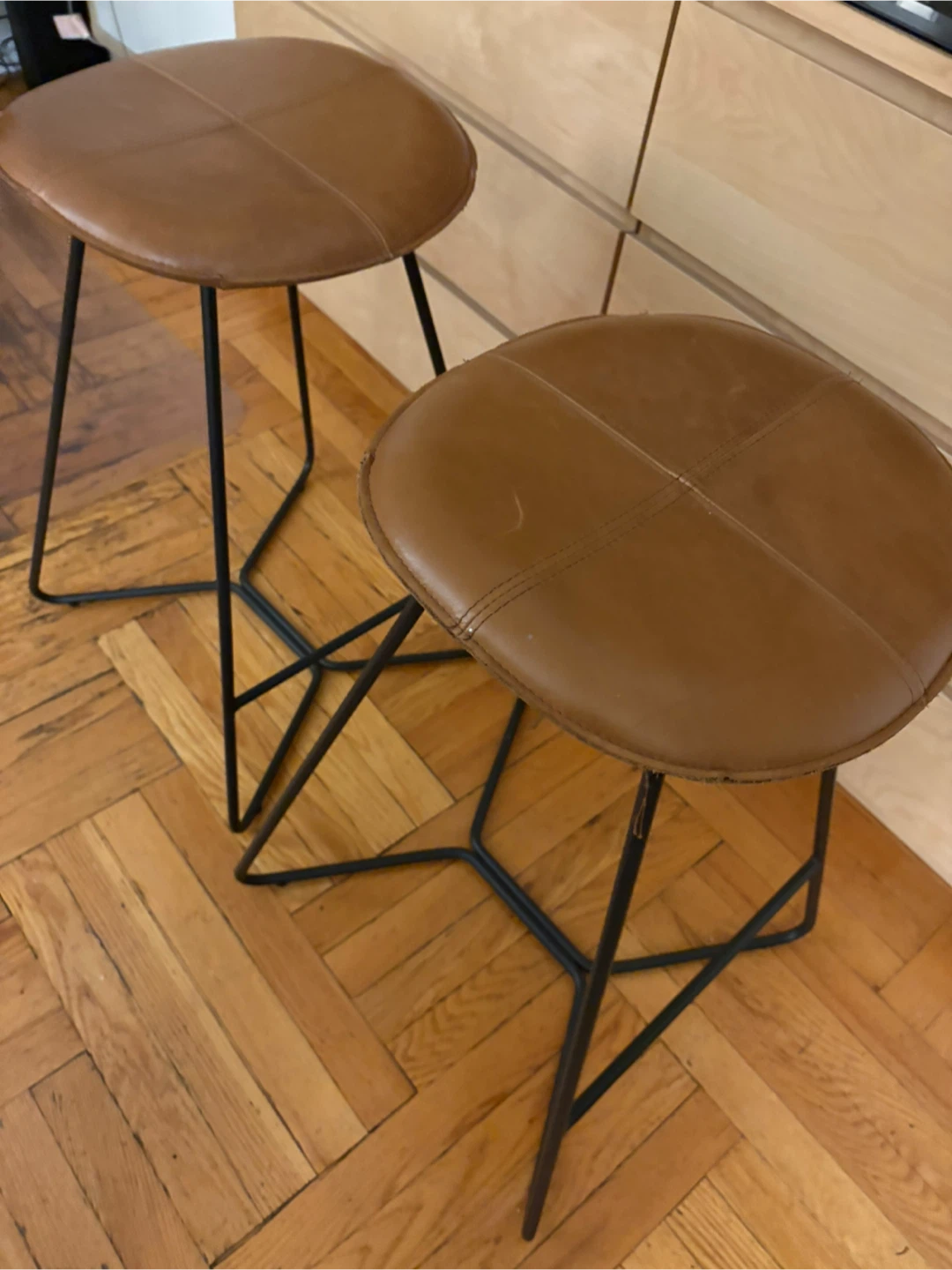 Set of 2 Brown Faux Leather Bar Stools