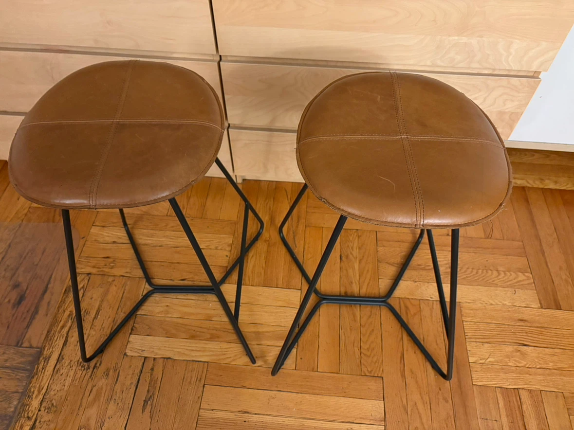 Set of 2 Brown Faux Leather Bar Stools - photo 3