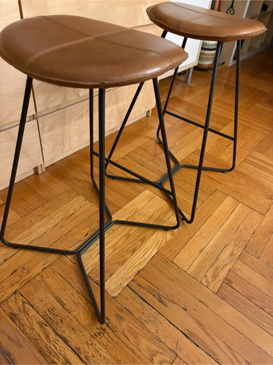 Set of 2 Brown Faux Leather Bar Stools - photo 4