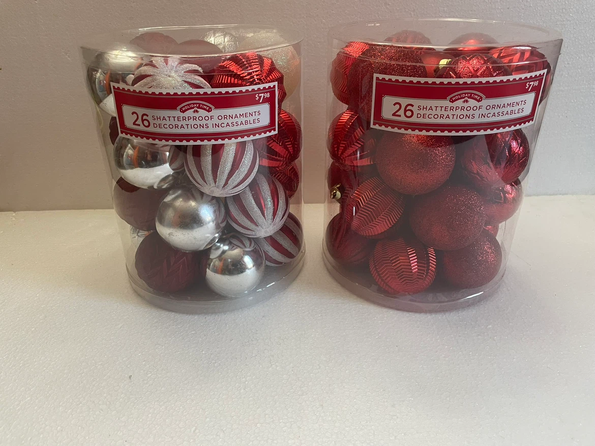 New CHRISTMAS 52pc Shatter proof Christmas tree Ornaments