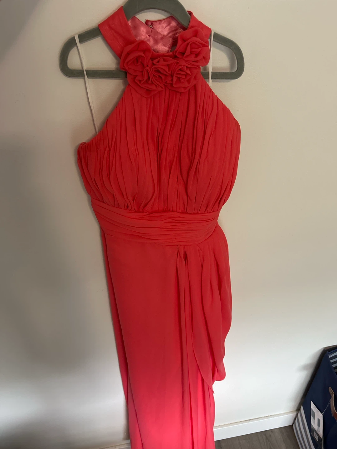 Pink Halter Neck Dress with Floral Accent - photo 4