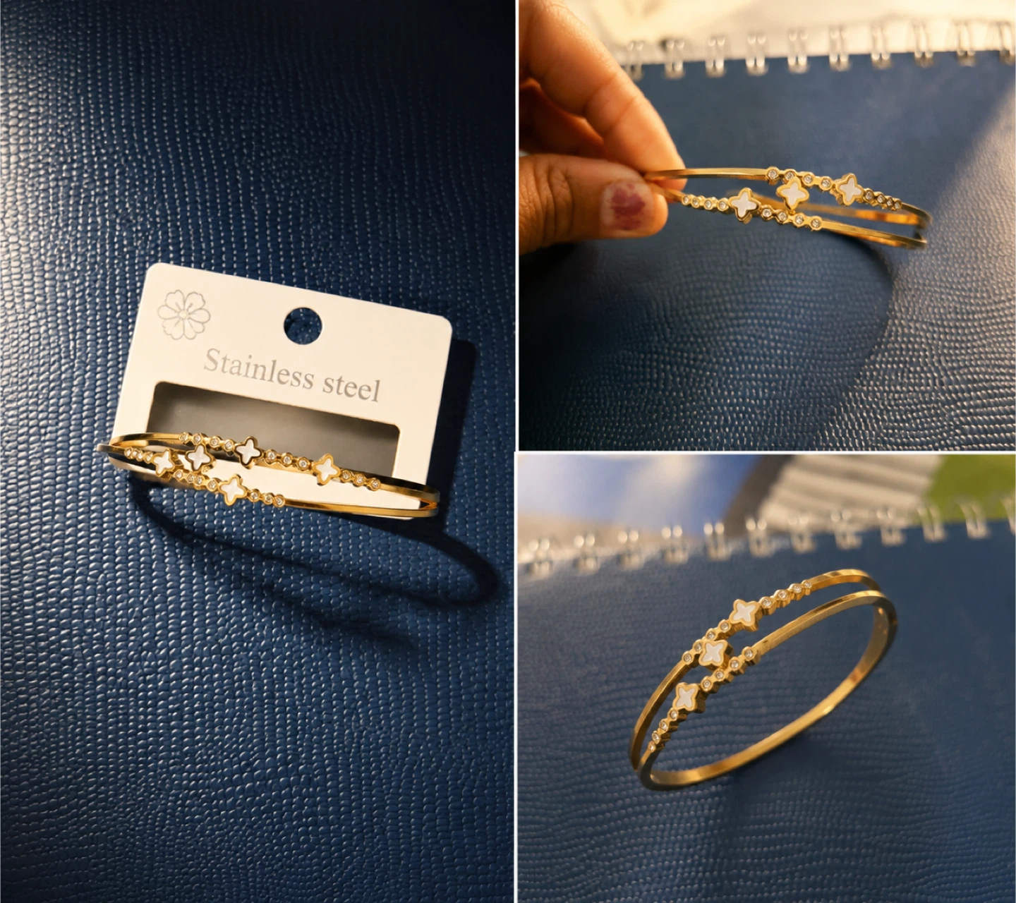 Stainless steel 18k gold plated bangle