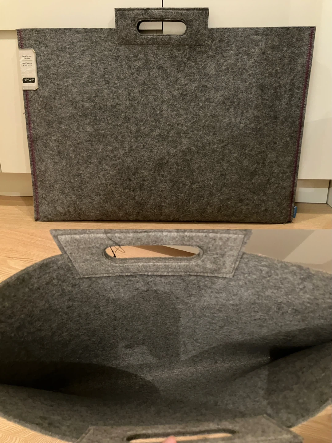 Grey Felt Storage Tote 19"x26"