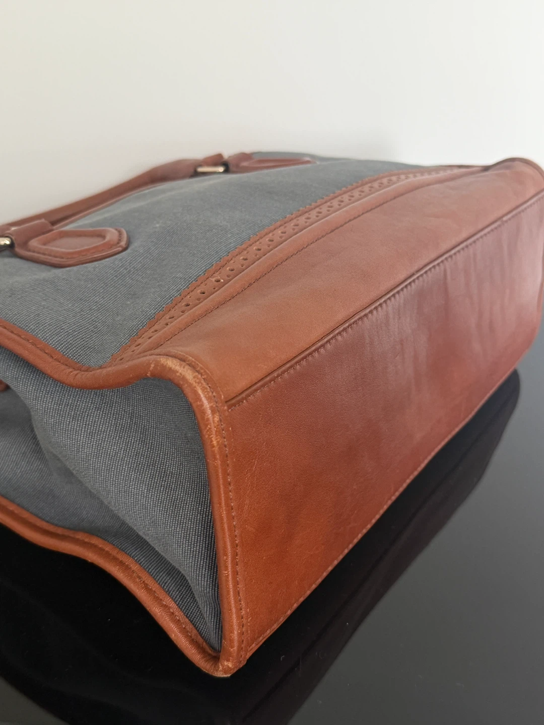 Cole Haan Blue Denim Brown Leather Brooke Tote Bag - photo 5