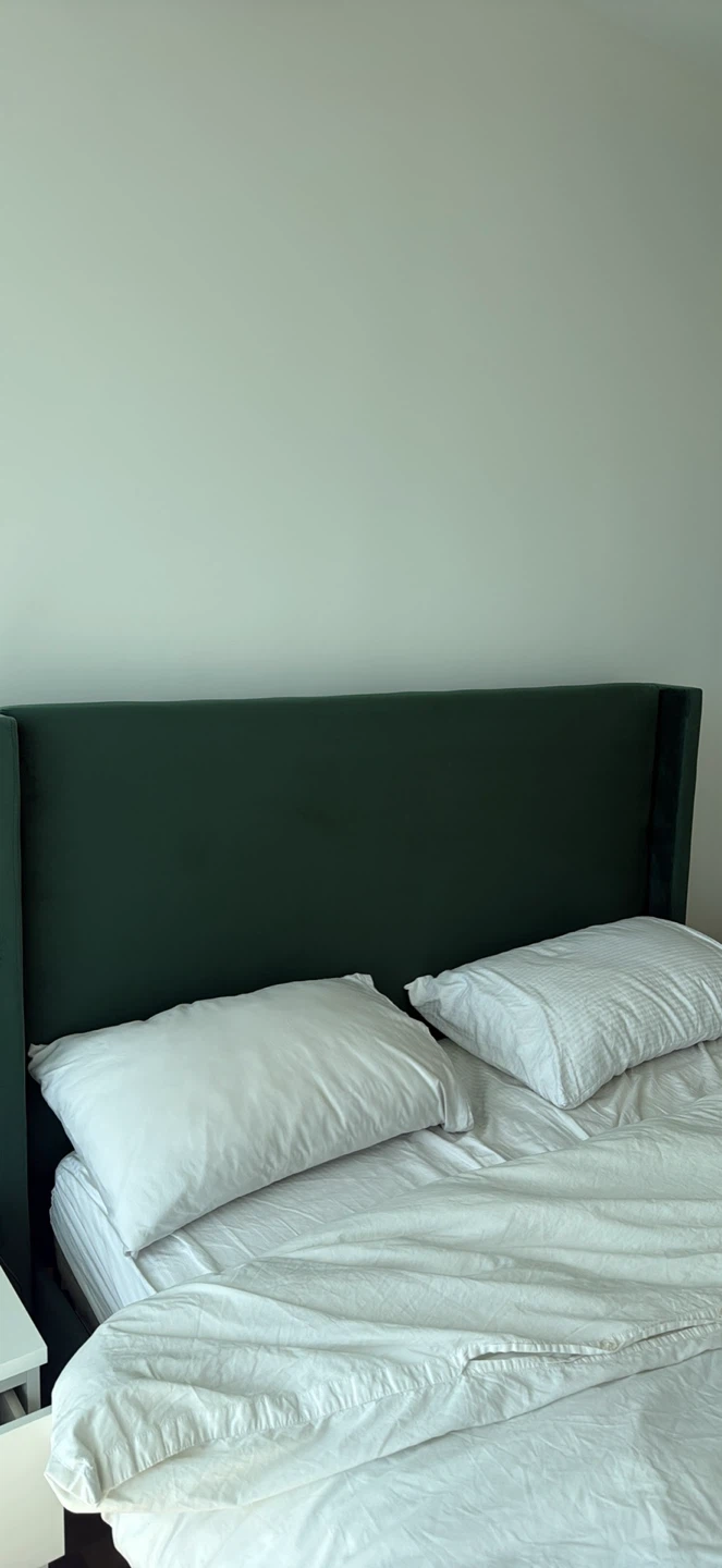 Queen Size Green Velvet Wingback Bed Frame - photo 2