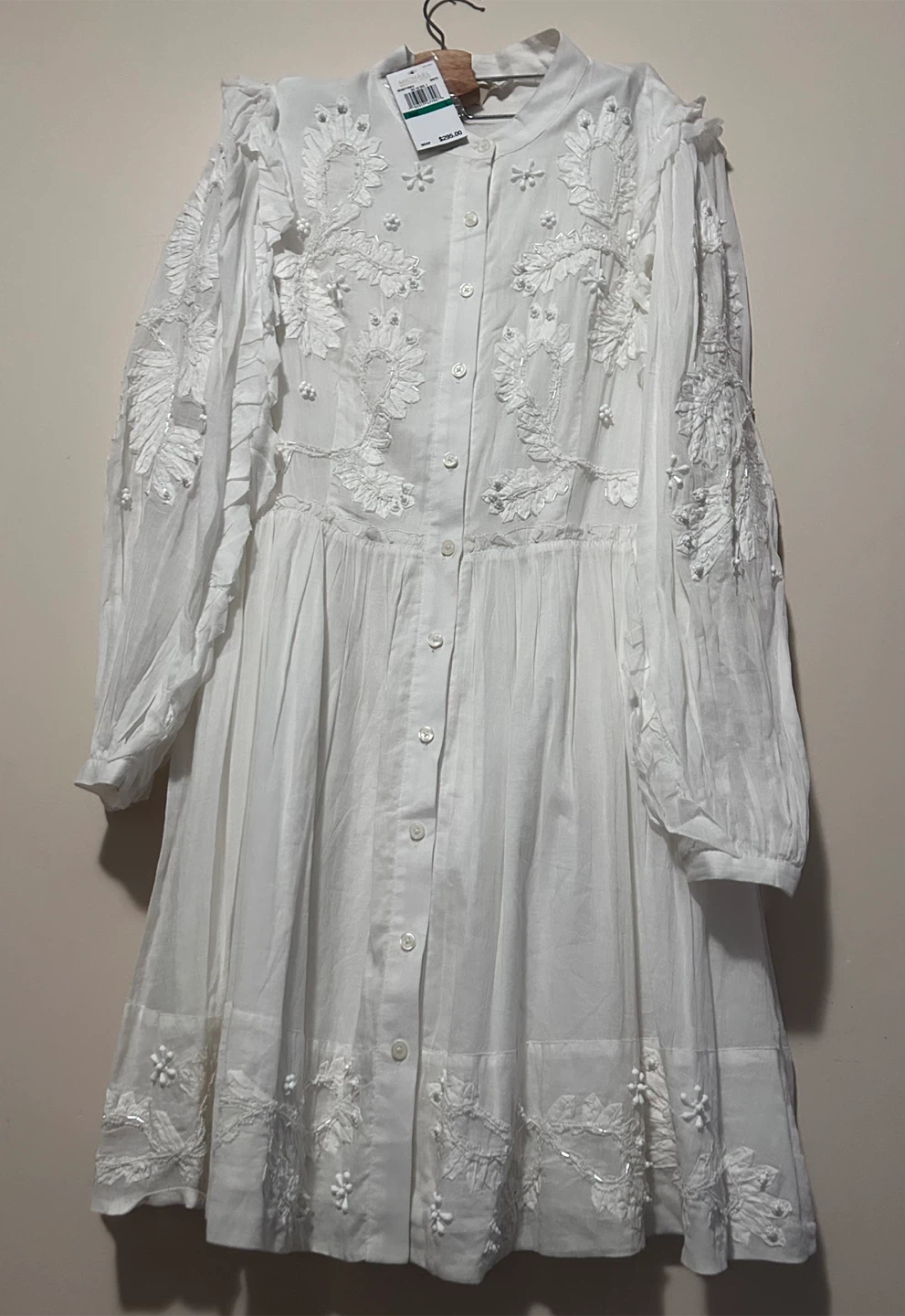 Michael Kors White Embroidered Button-Up Dress
