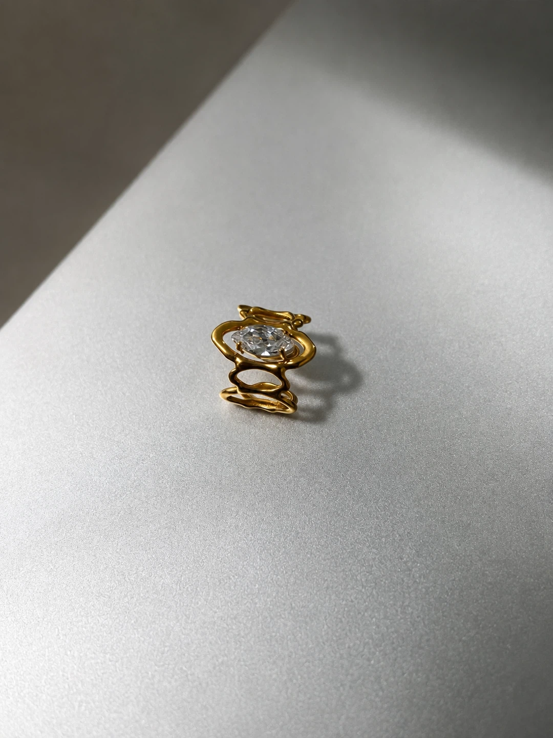 Stainlees steel 18k gold plated adjustable ring