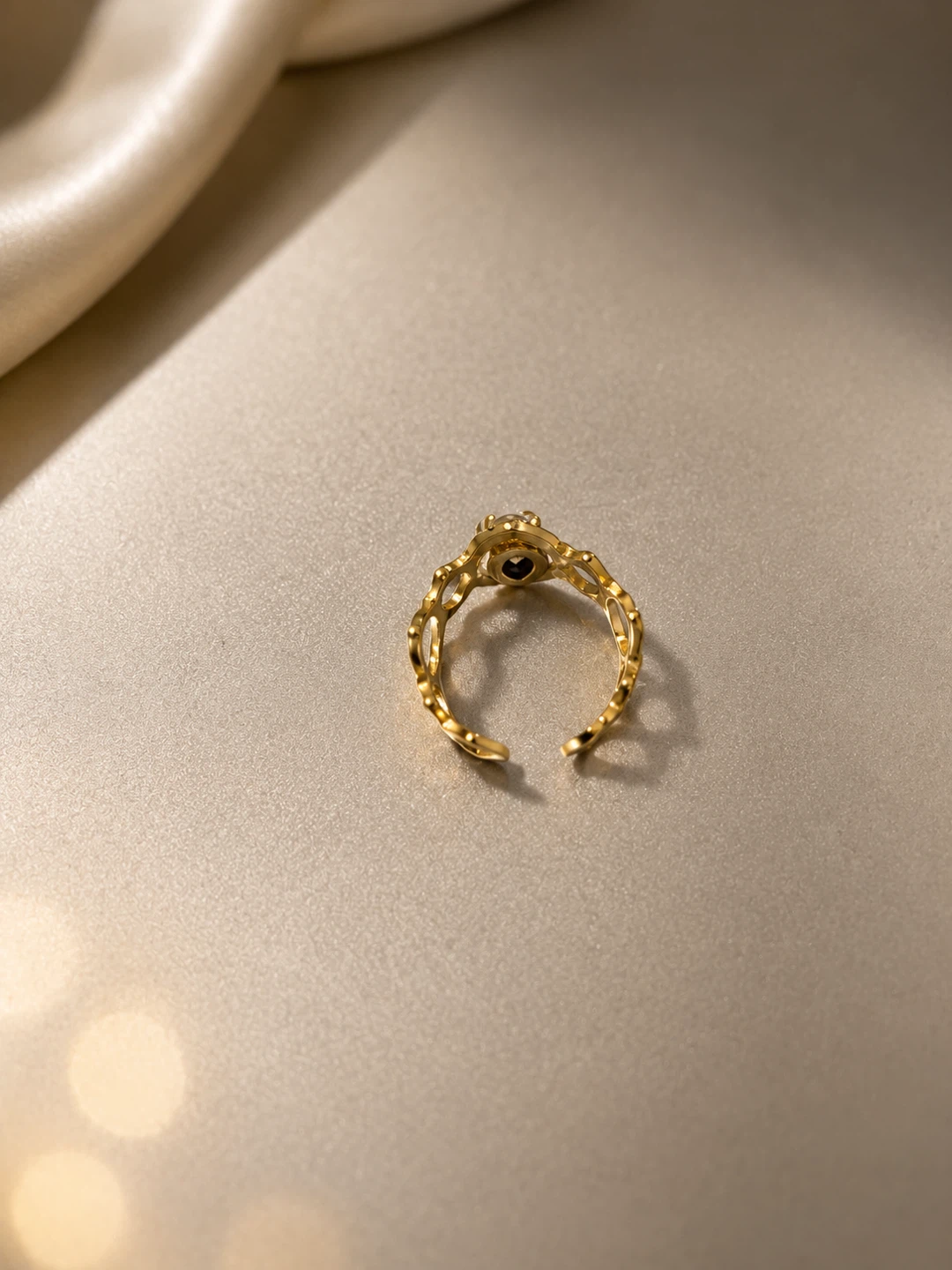 Stainlees steel 18k gold plated adjustable ring - photo 2