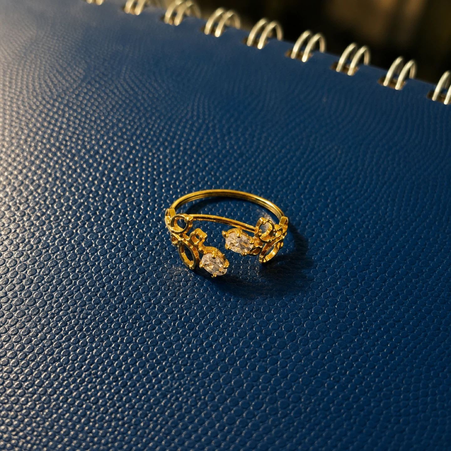 Stainlees steel 18k gold plated adjustable ring - photo 3