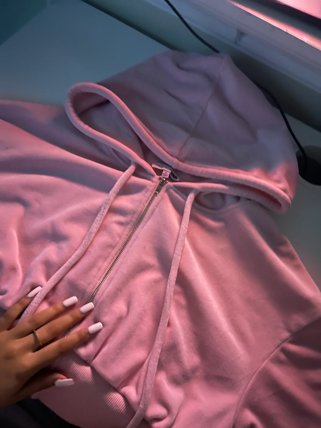 Fashion Nova Pink Velour Hoodie and Skirt Set - photo 4