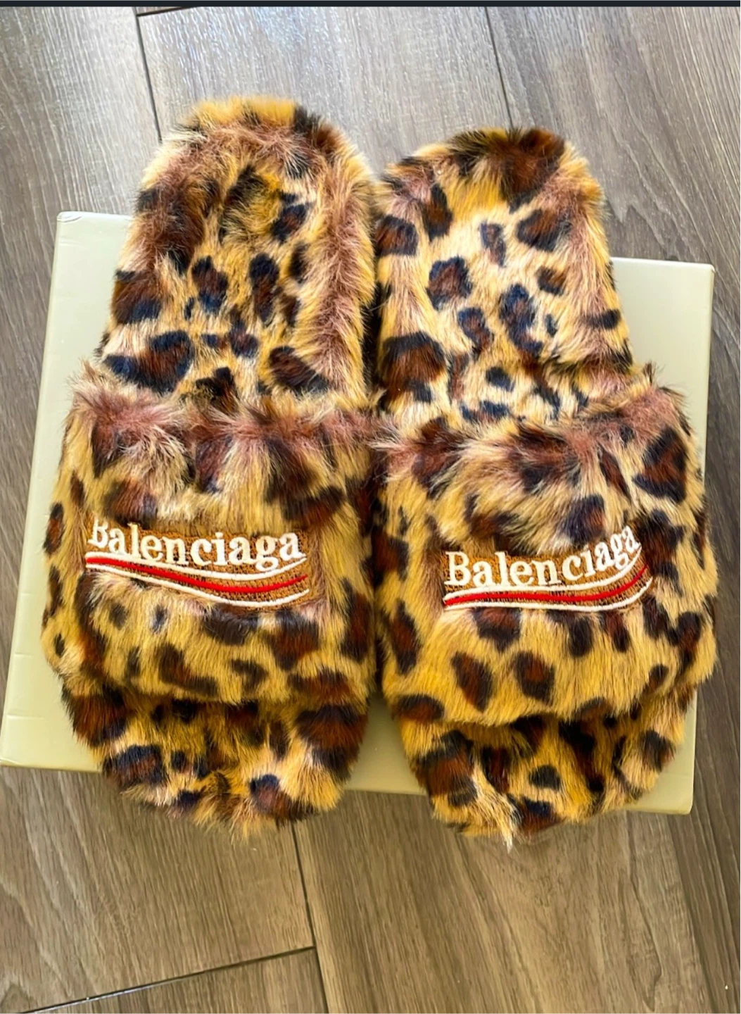 Balenciaga Leopard Print Furry Slides