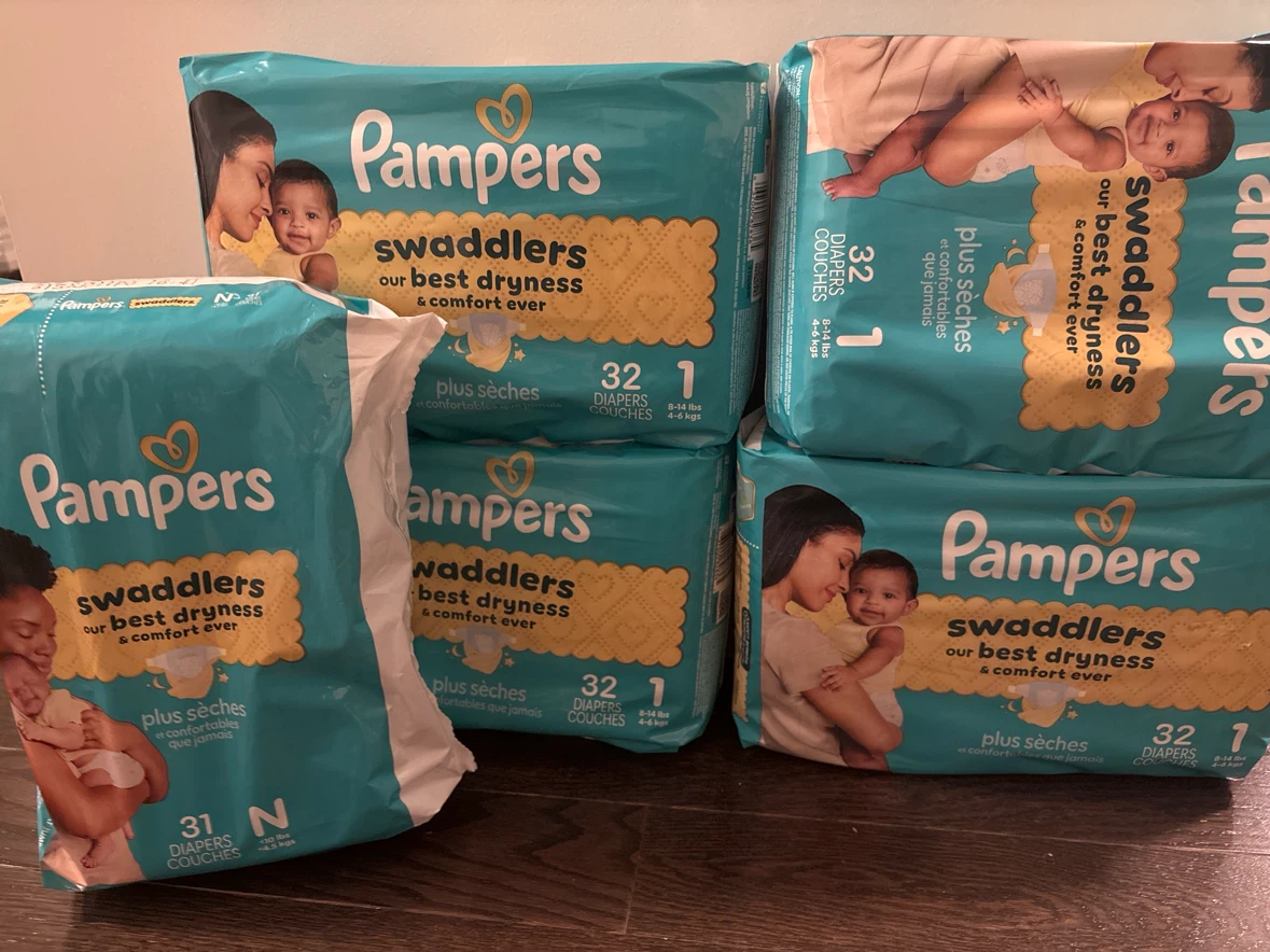 Pampers Swaddlers Diapers Size 1 and N