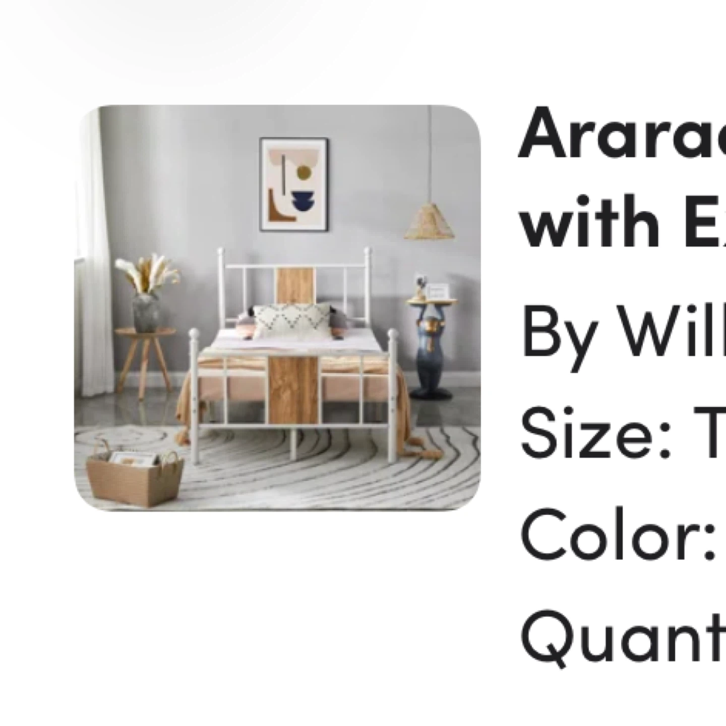 Metal and Wood Frame Platform Bed Twin