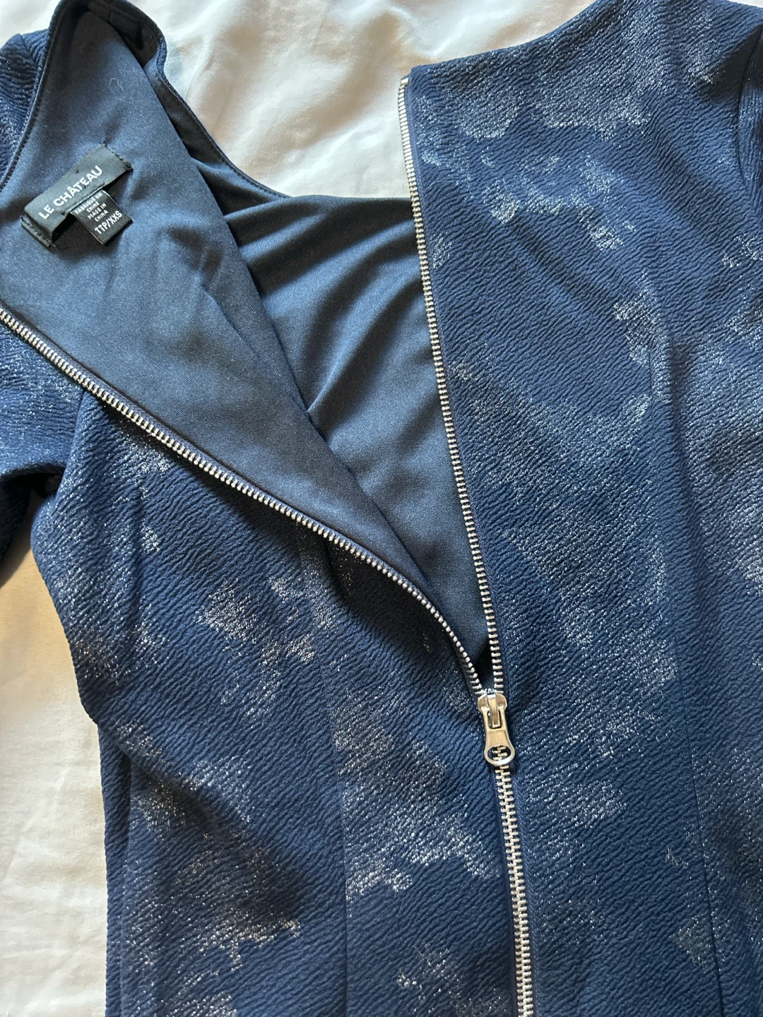 LE CHÂTEAU Navy Blue Dress with Pattern - photo 3