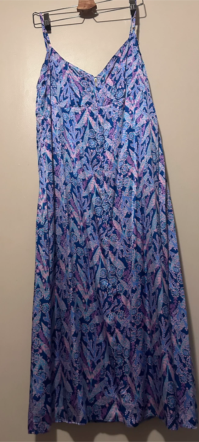Lilly Pulitzer Maxi Dress Blue Floral Print Size 14 - photo 4