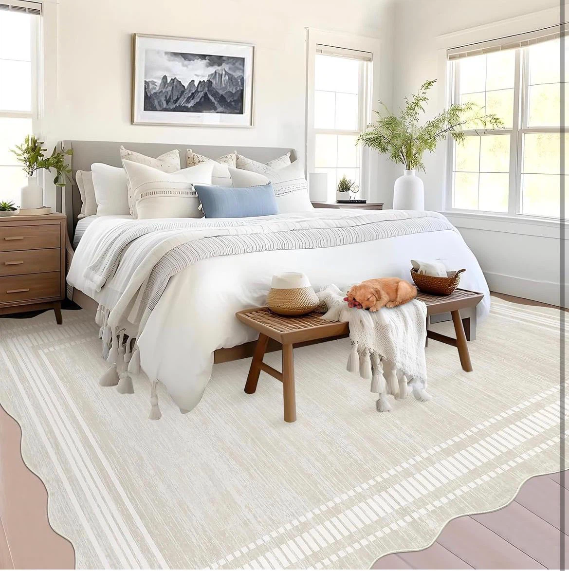 Beige Striped Area Rug - photo 3
