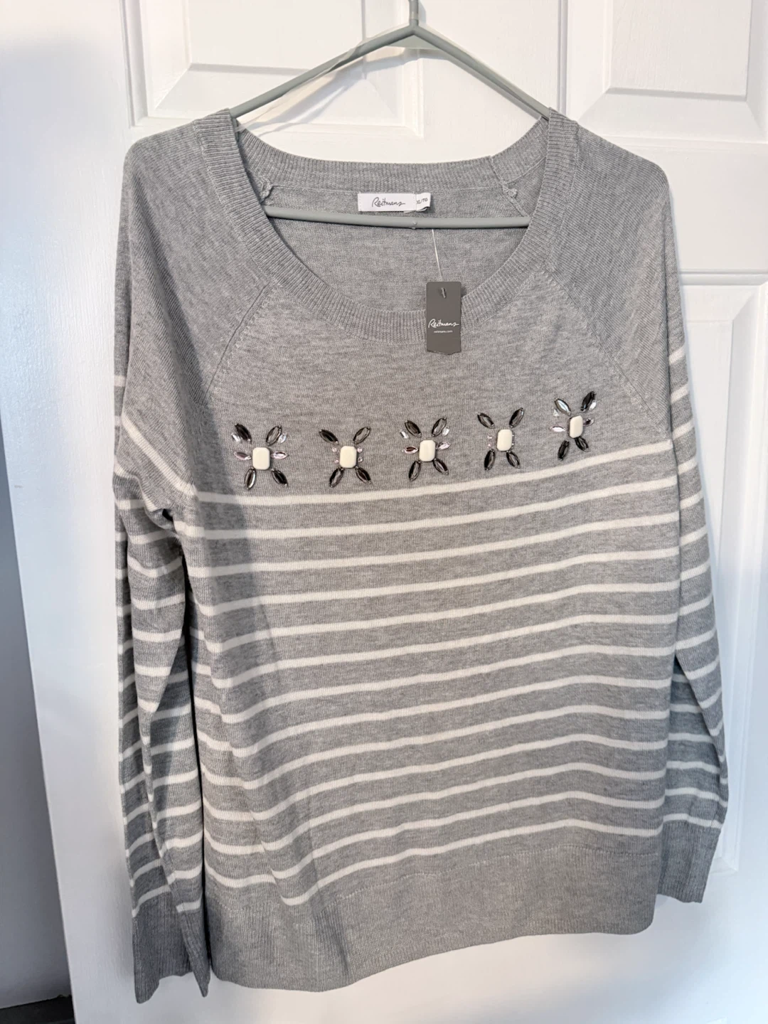 Reitmans Striped Jewelled Sweater XL/TG - photo 2