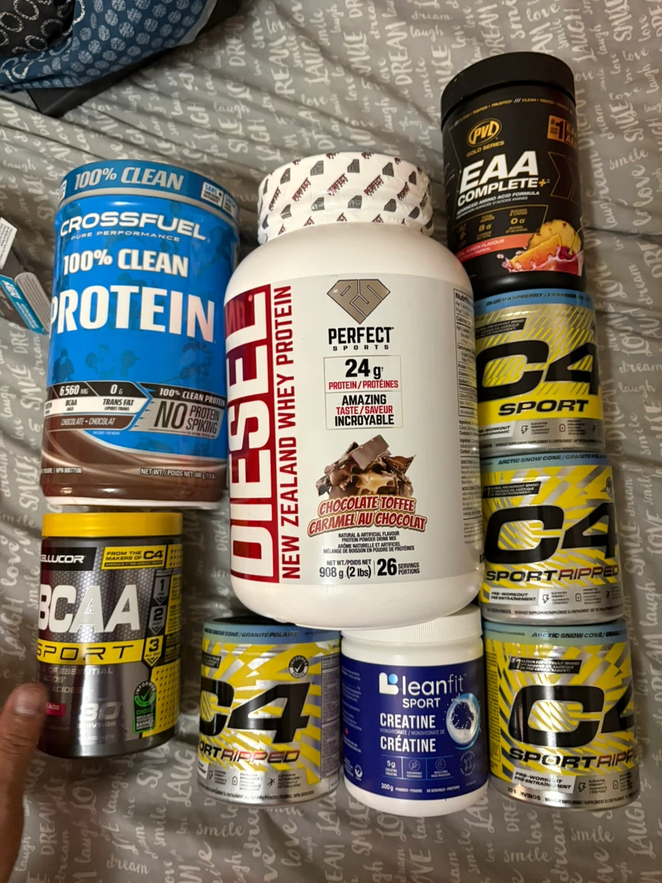 Bundle of Protein, BCAA, Creatine, and EAA Supplements