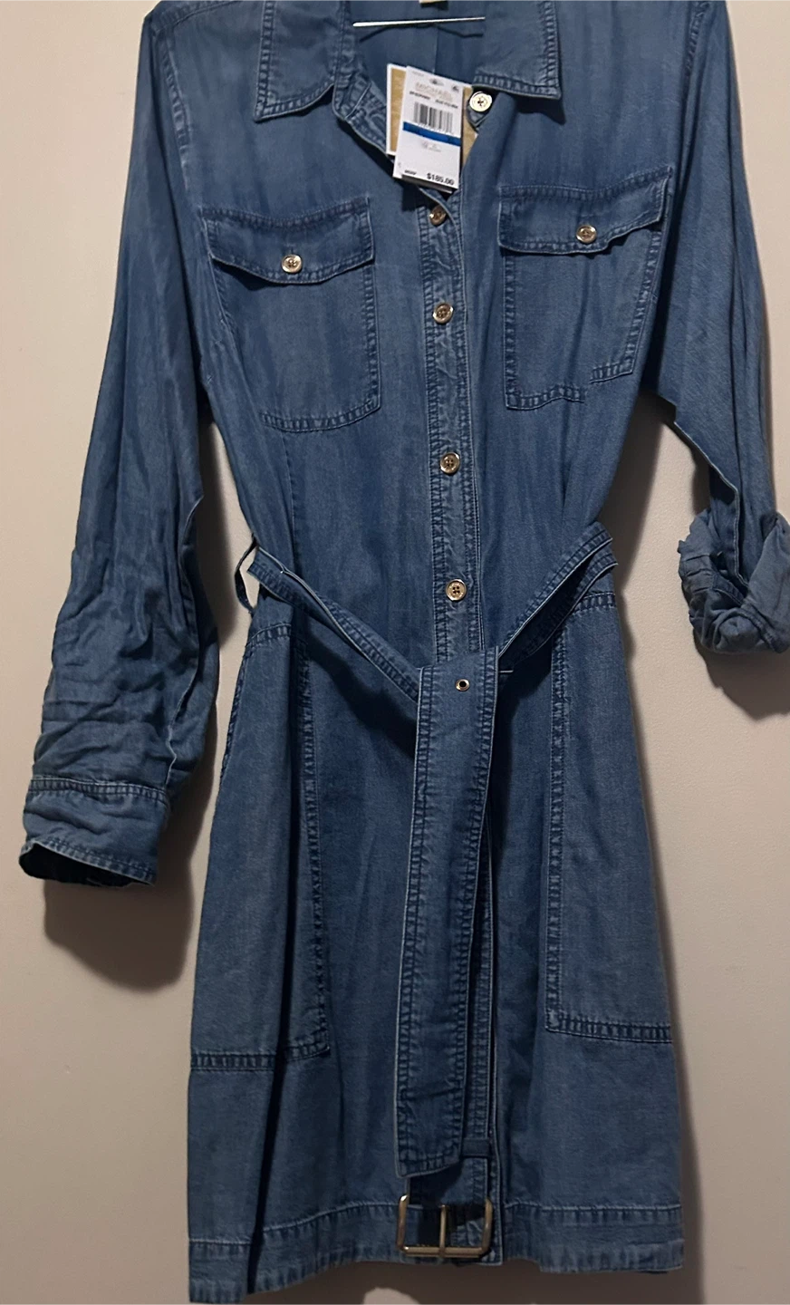Michael Kors Denim Shirt Dress XL Blue
