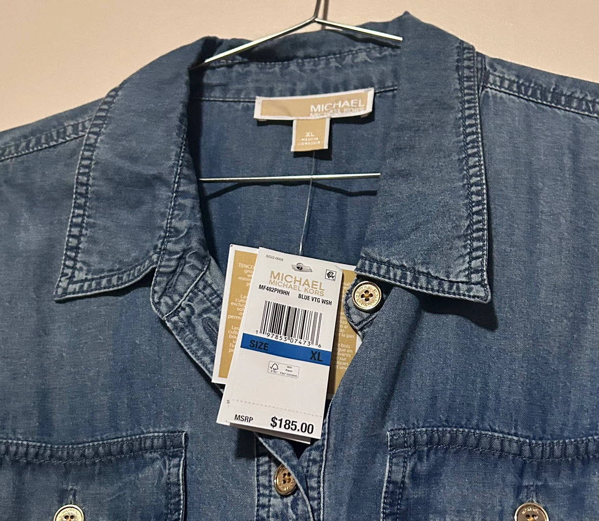 Michael Kors Denim Shirt Dress XL Blue - photo 3
