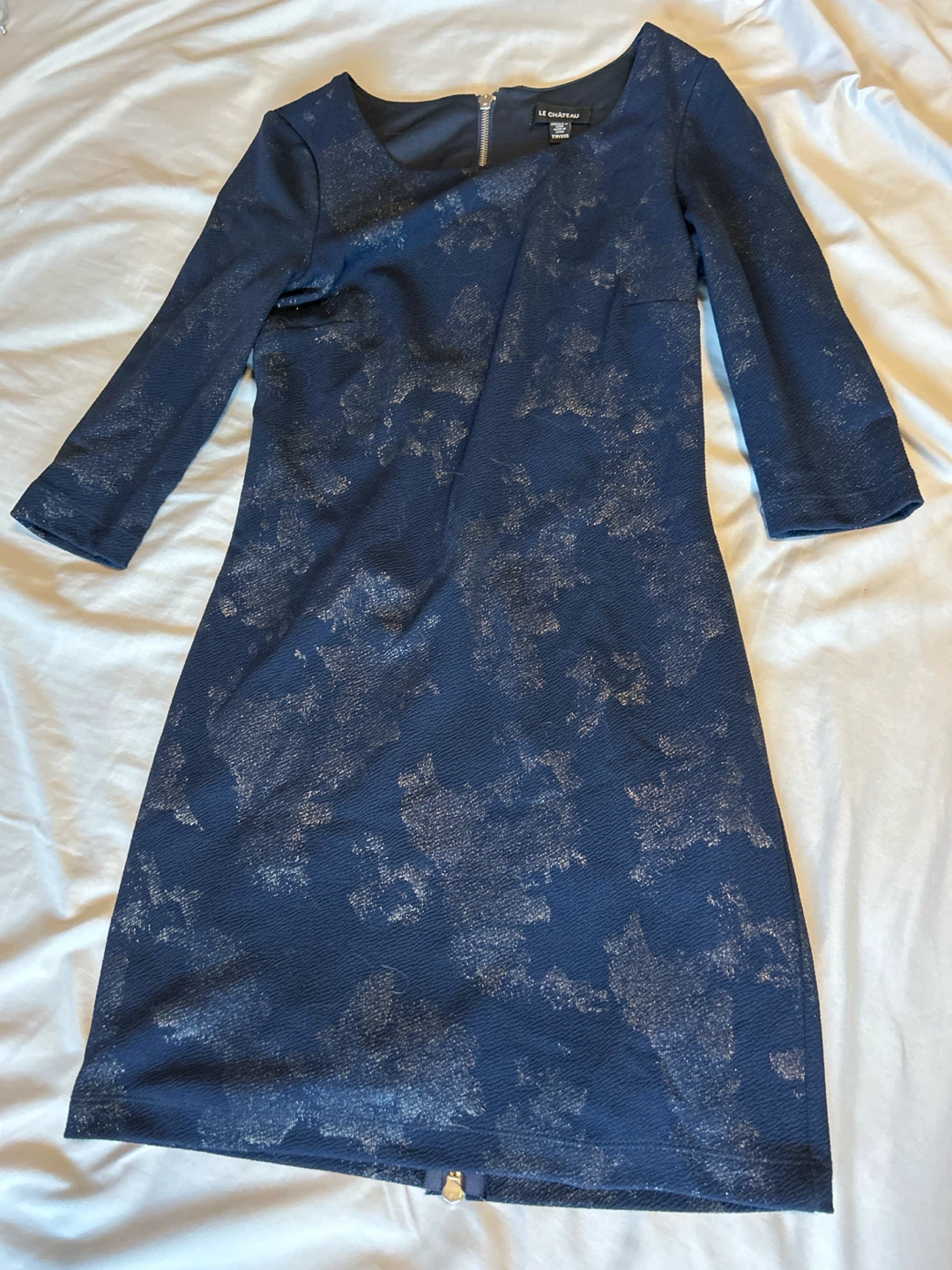 LE CHÂTEAU Navy Blue Dress with Pattern