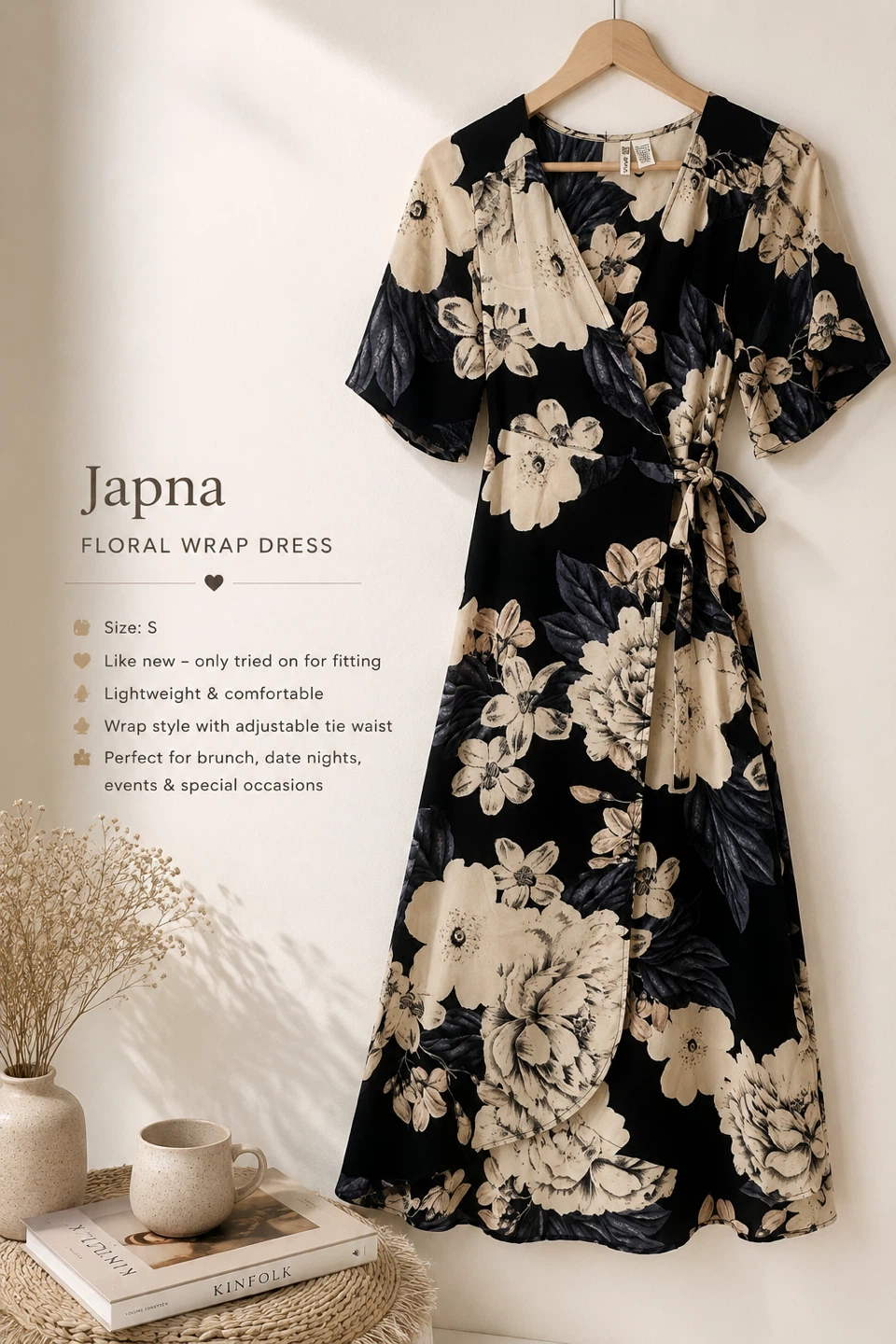 Japna Floral Wrap Dress - Size S