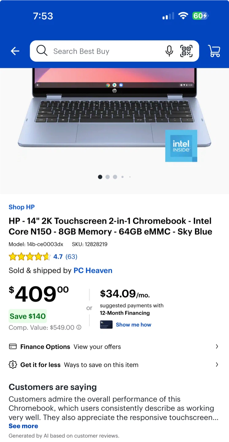 HP 14" 2K Touchscreen 2-in-1 Chromebook X360 - photo 3