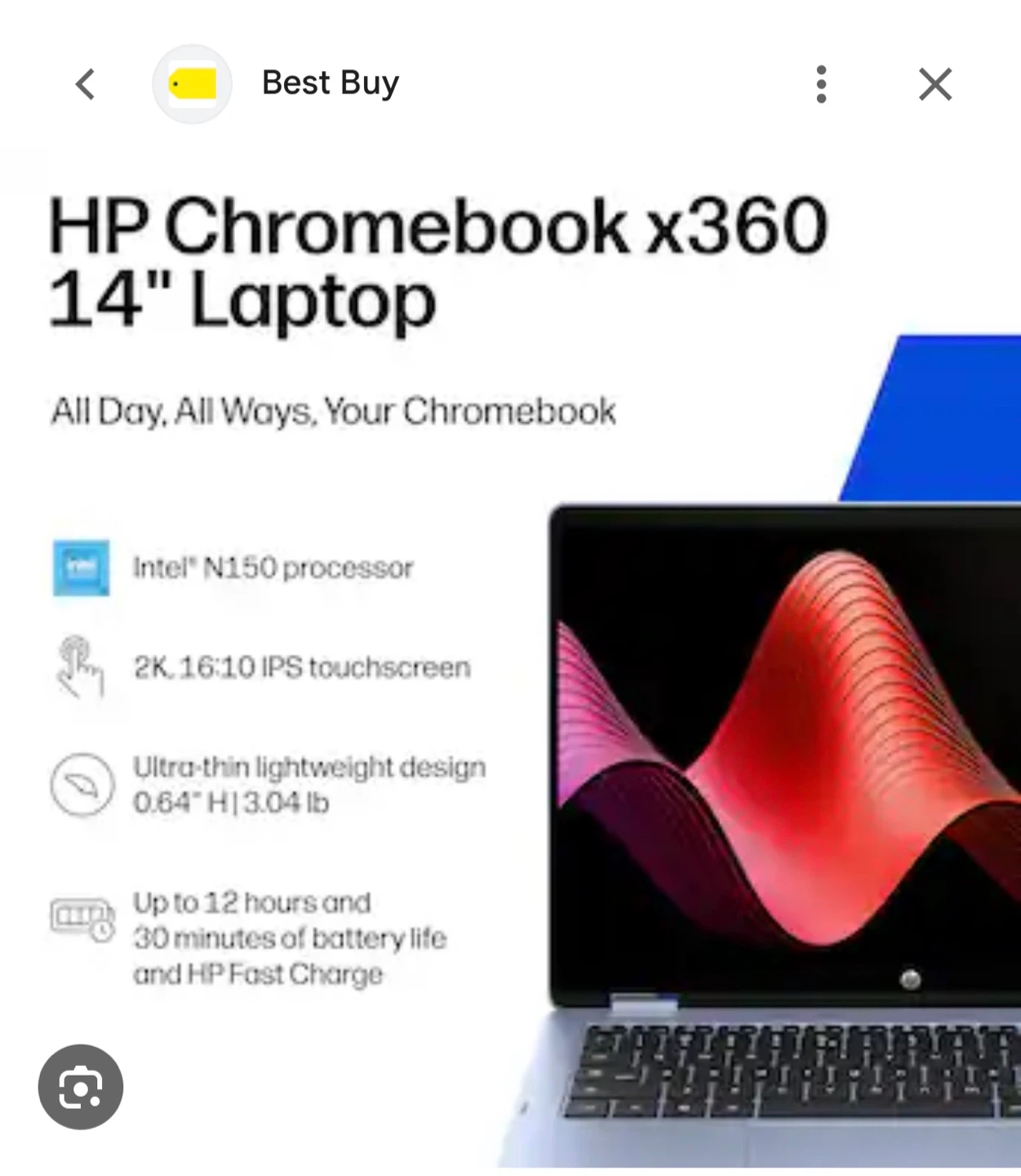 HP 14" 2K Touchscreen 2-in-1 Chromebook X360 - photo 4