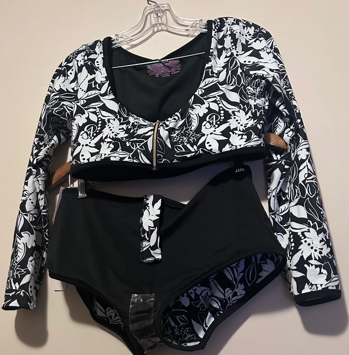 Victoria's Secret Black & White Floral Bikini Top & Bottom Set - photo 2