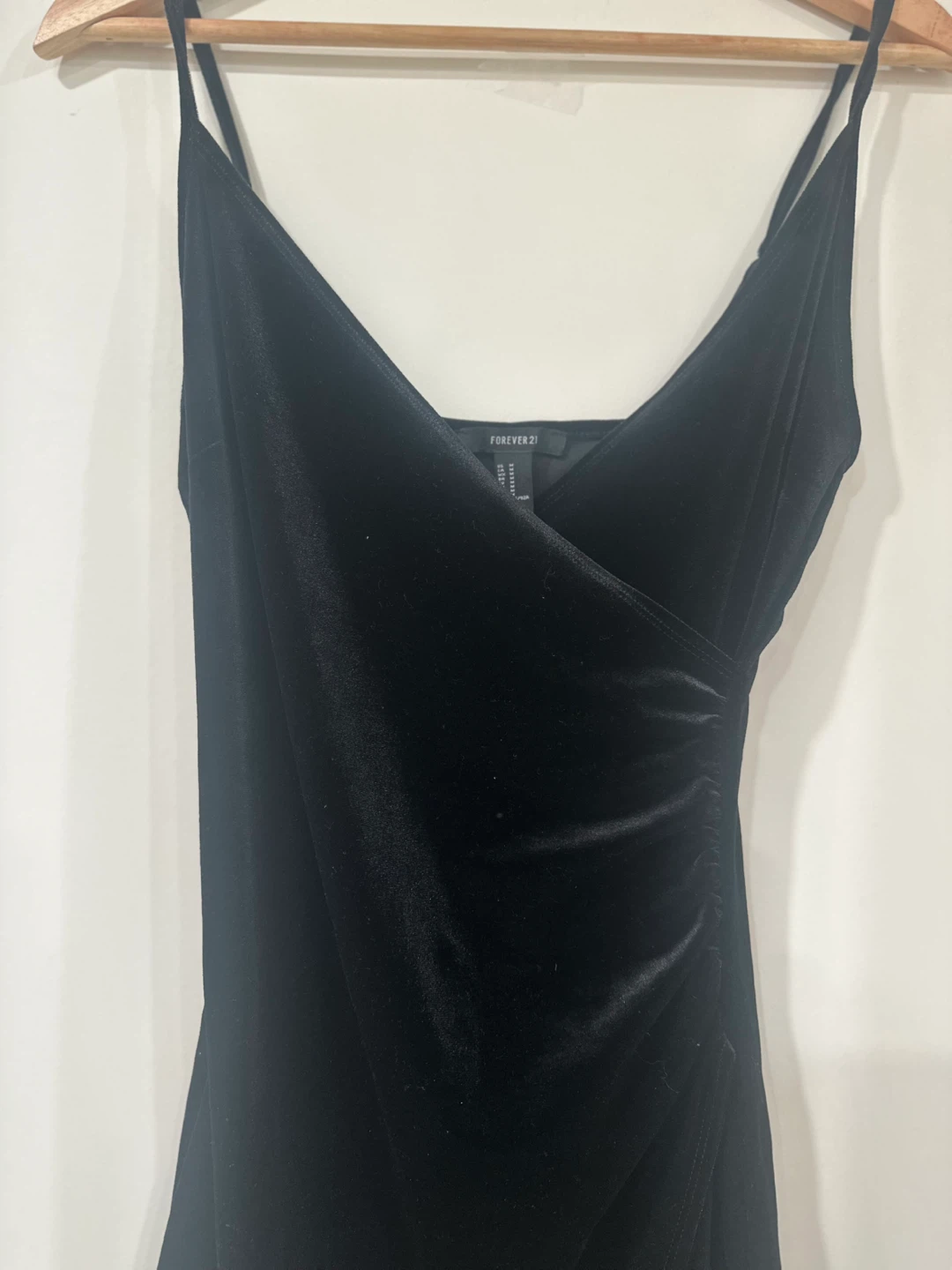 Forever 21 Black Velvet Wrap Dress -LBD - photo 4