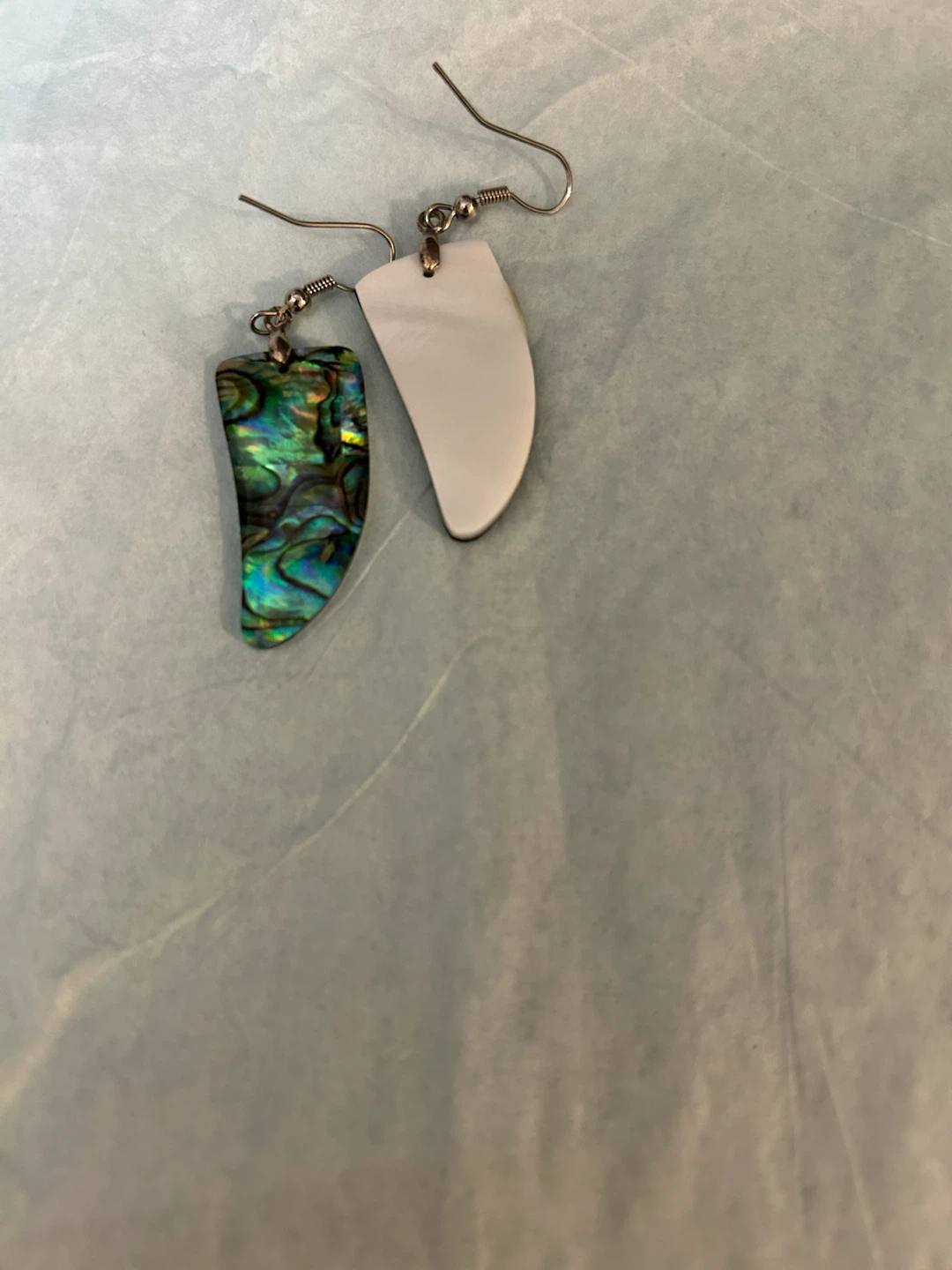 Vintage,Abalone Shell and White Dangle Earrings - photo 2