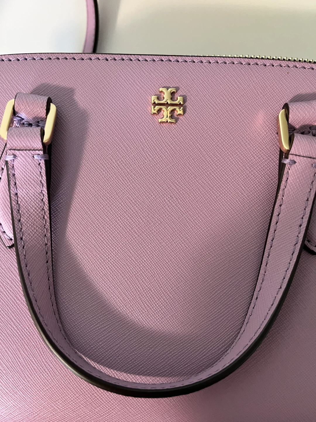 Tory Burch Lavender Saffiano Leather Satchel Bag with Strap