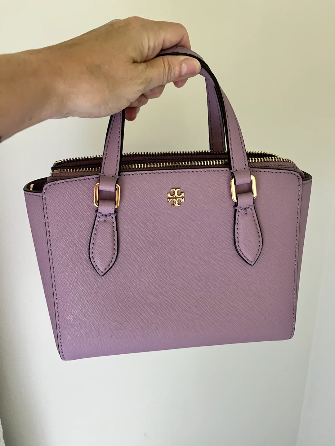 Tory Burch Lavender Saffiano Leather Satchel Bag with Strap - photo 4