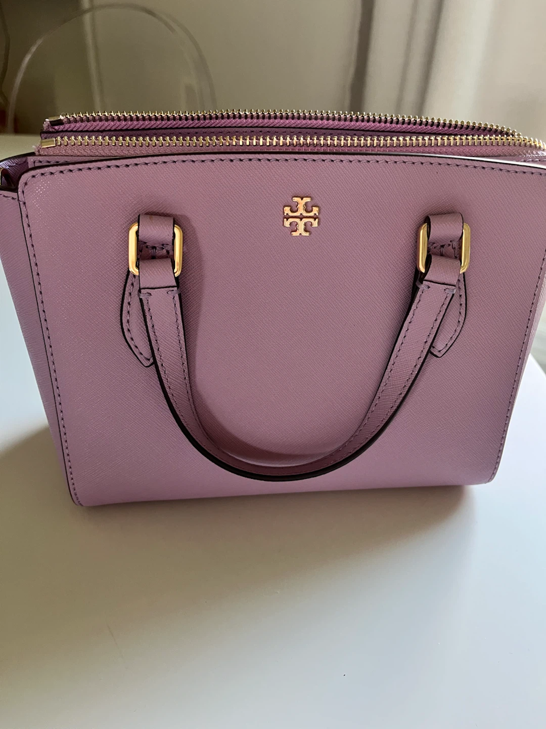 Tory Burch Lavender Saffiano Leather Satchel Bag with Strap - photo 5
