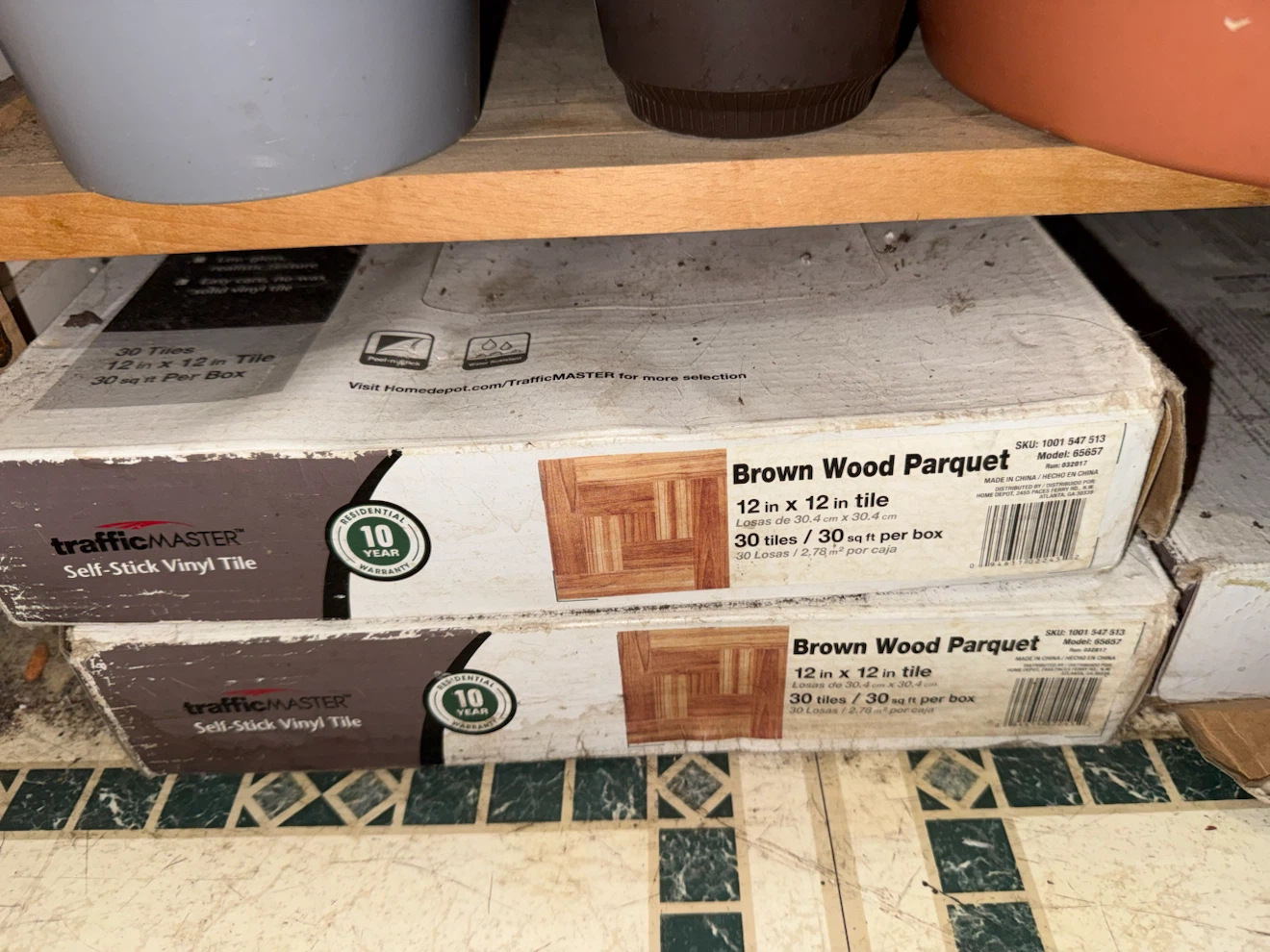 TrafficMASTER Brown Wood Parquet Self-Stick Vinyl Tile - photo 2