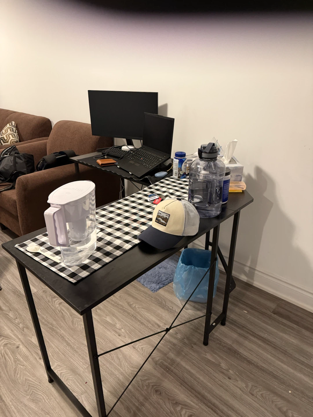 Black L-Shaped Computer Desk with Monitor, Laptop - photo 2