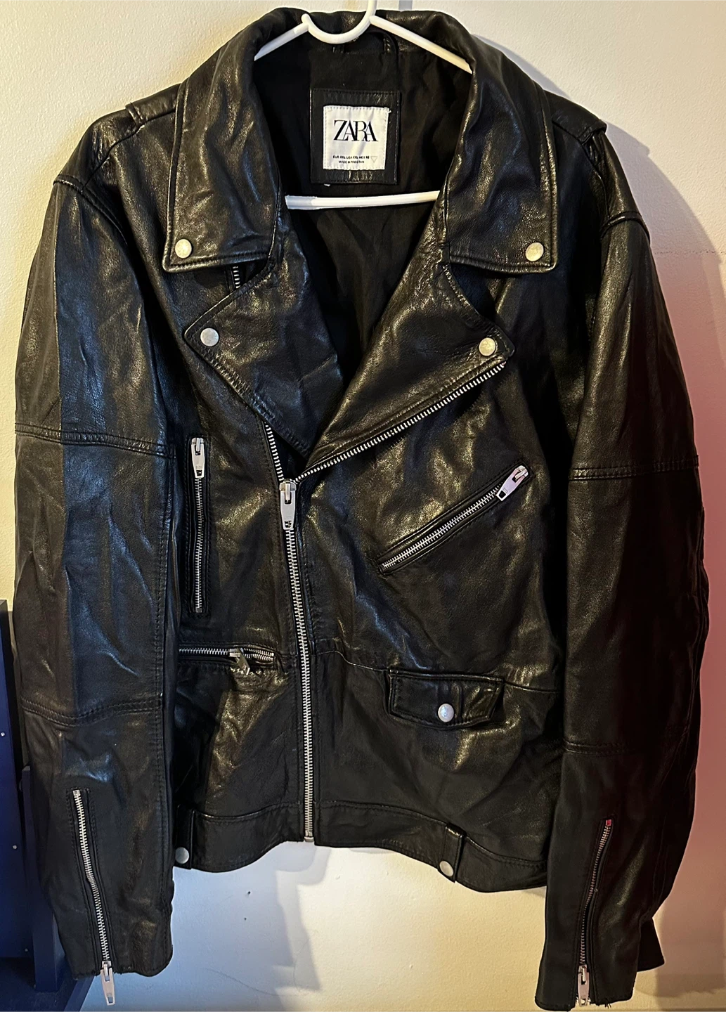 Zara Black Leather Biker Jacket