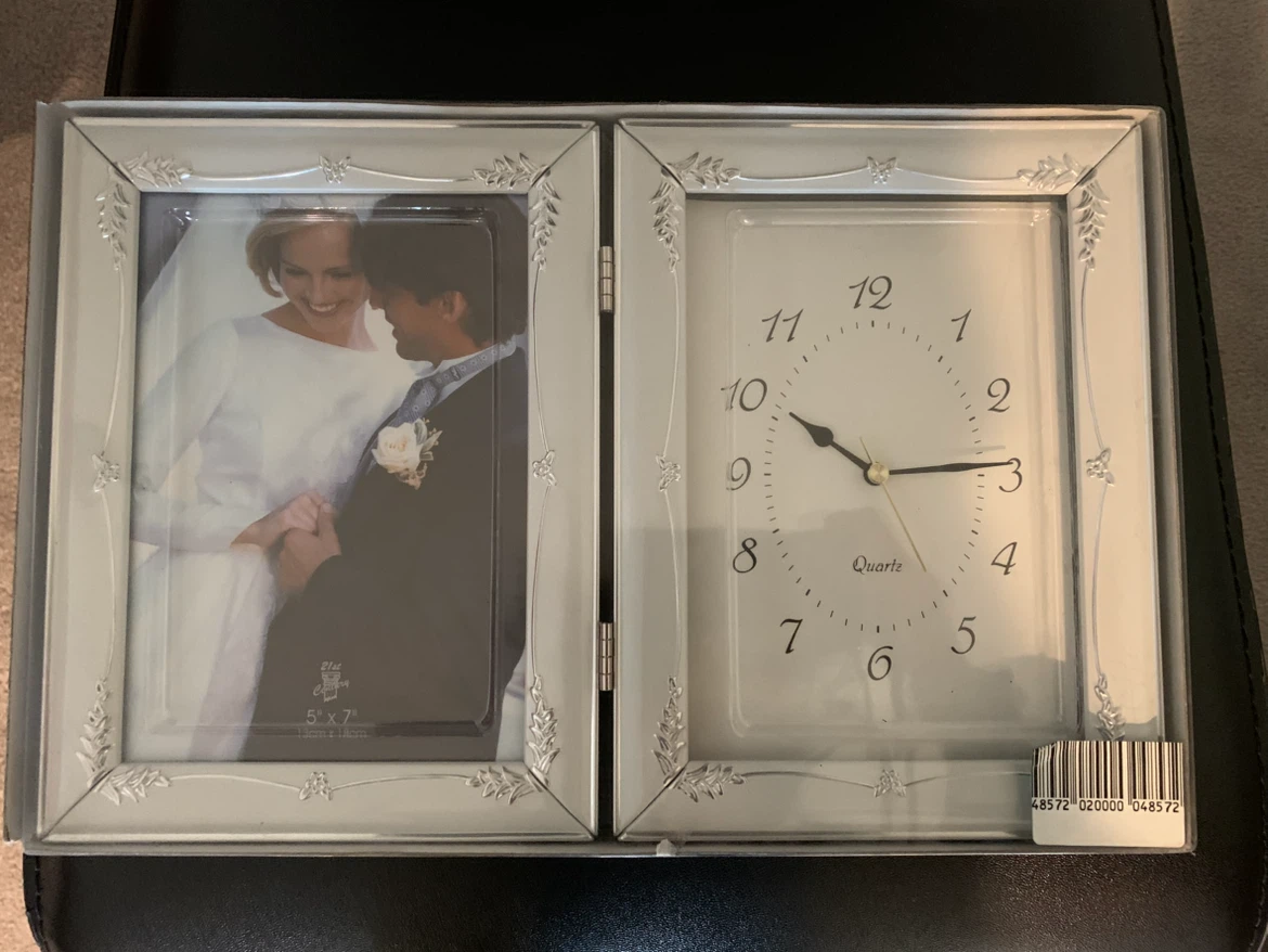 Photo frame with clock