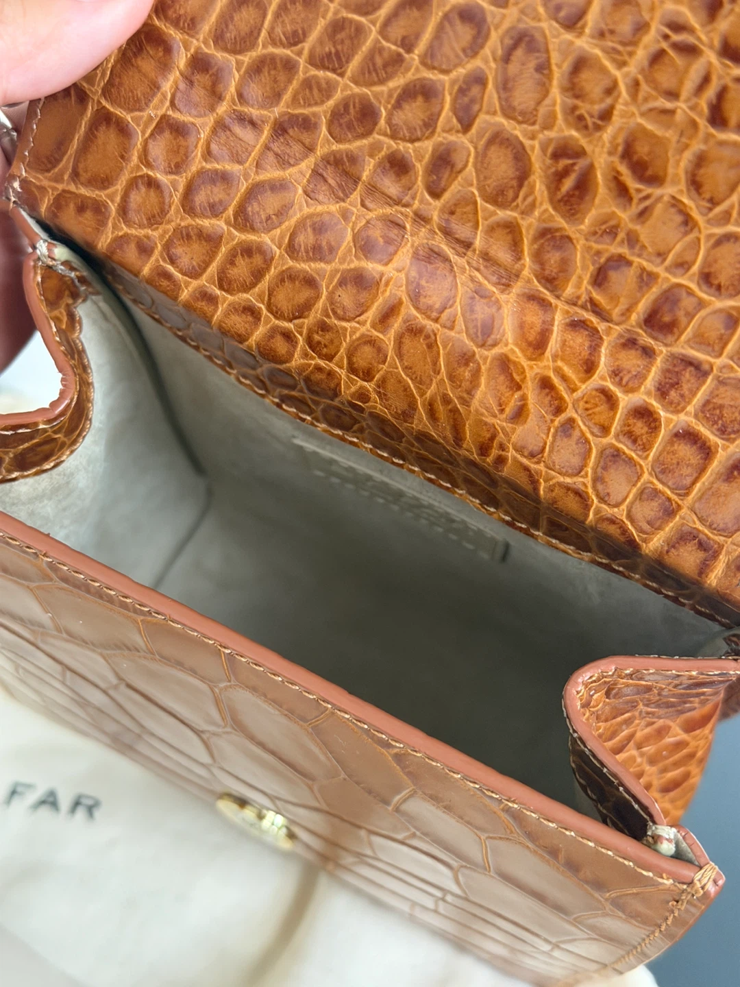 BY FAR Croc Embossed Leather Wristlet Bag - photo 4
