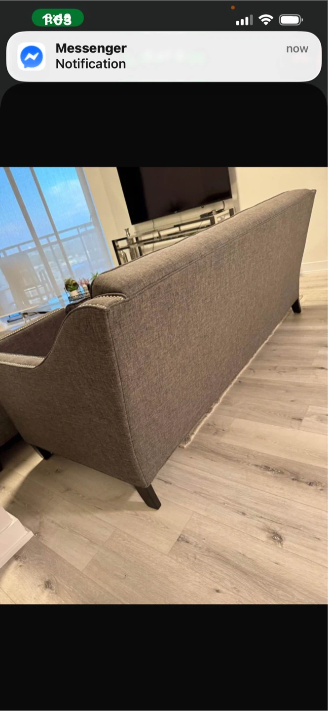 2 Grey Tufted Sofa with Nailhead Trim - photo 2