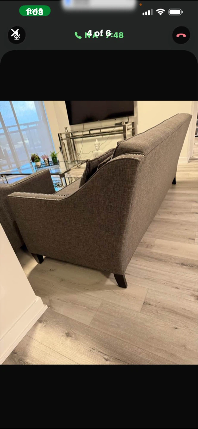 2 Grey Tufted Sofa with Nailhead Trim - photo 3