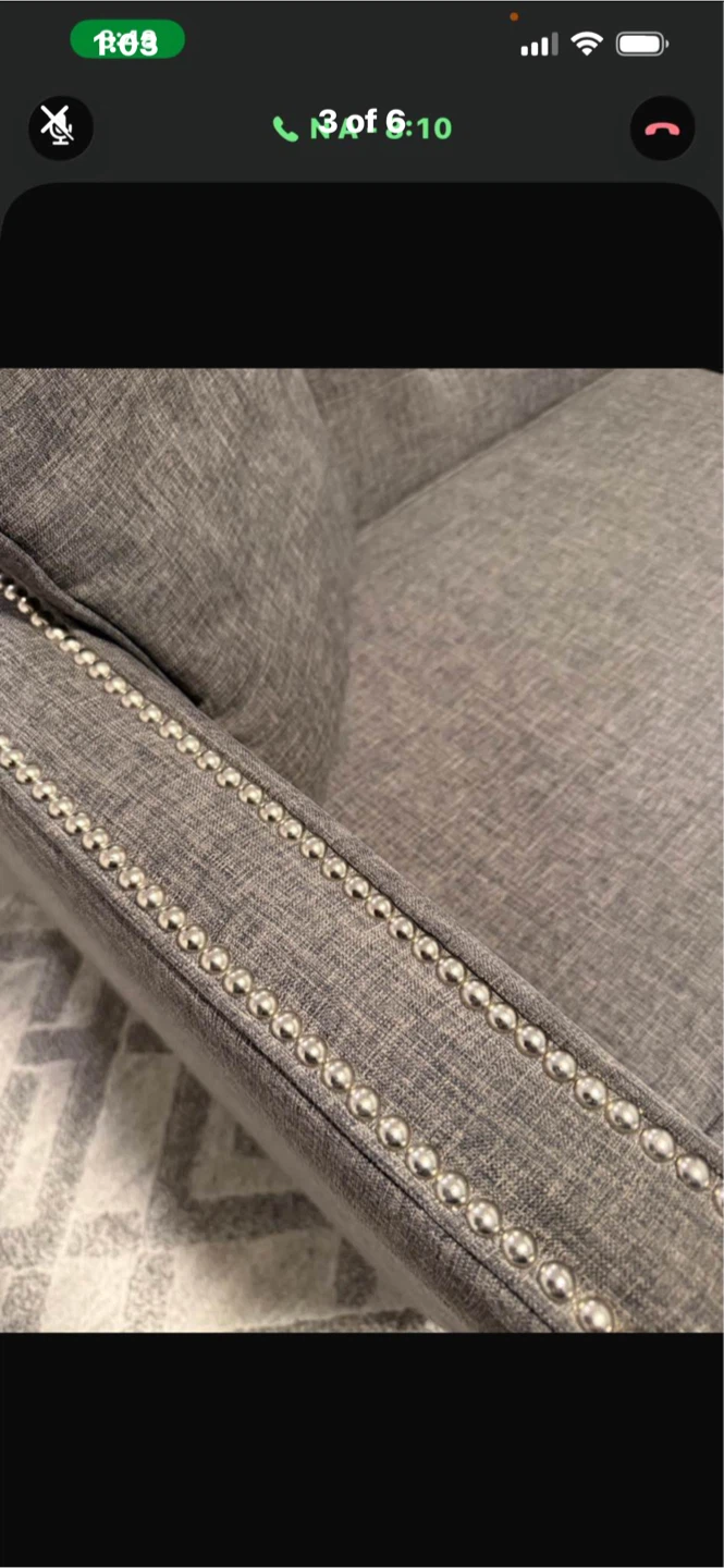 2 Grey Tufted Sofa with Nailhead Trim - photo 4