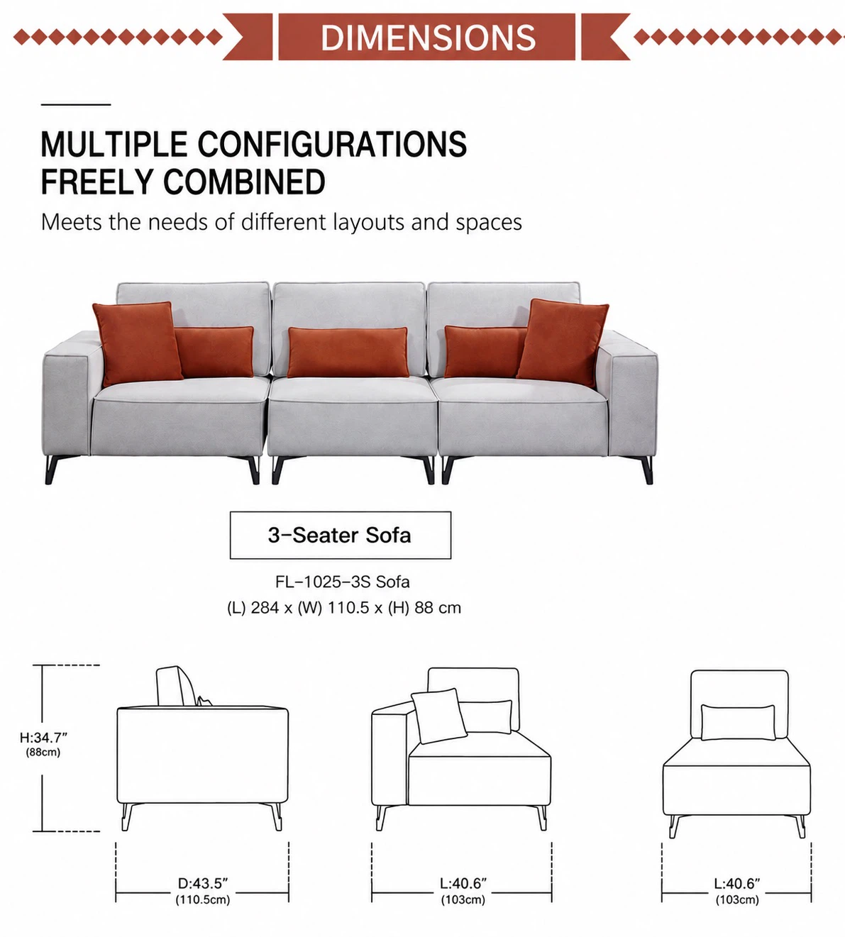 🏡 Luxury Modern 3-Seater Sofa