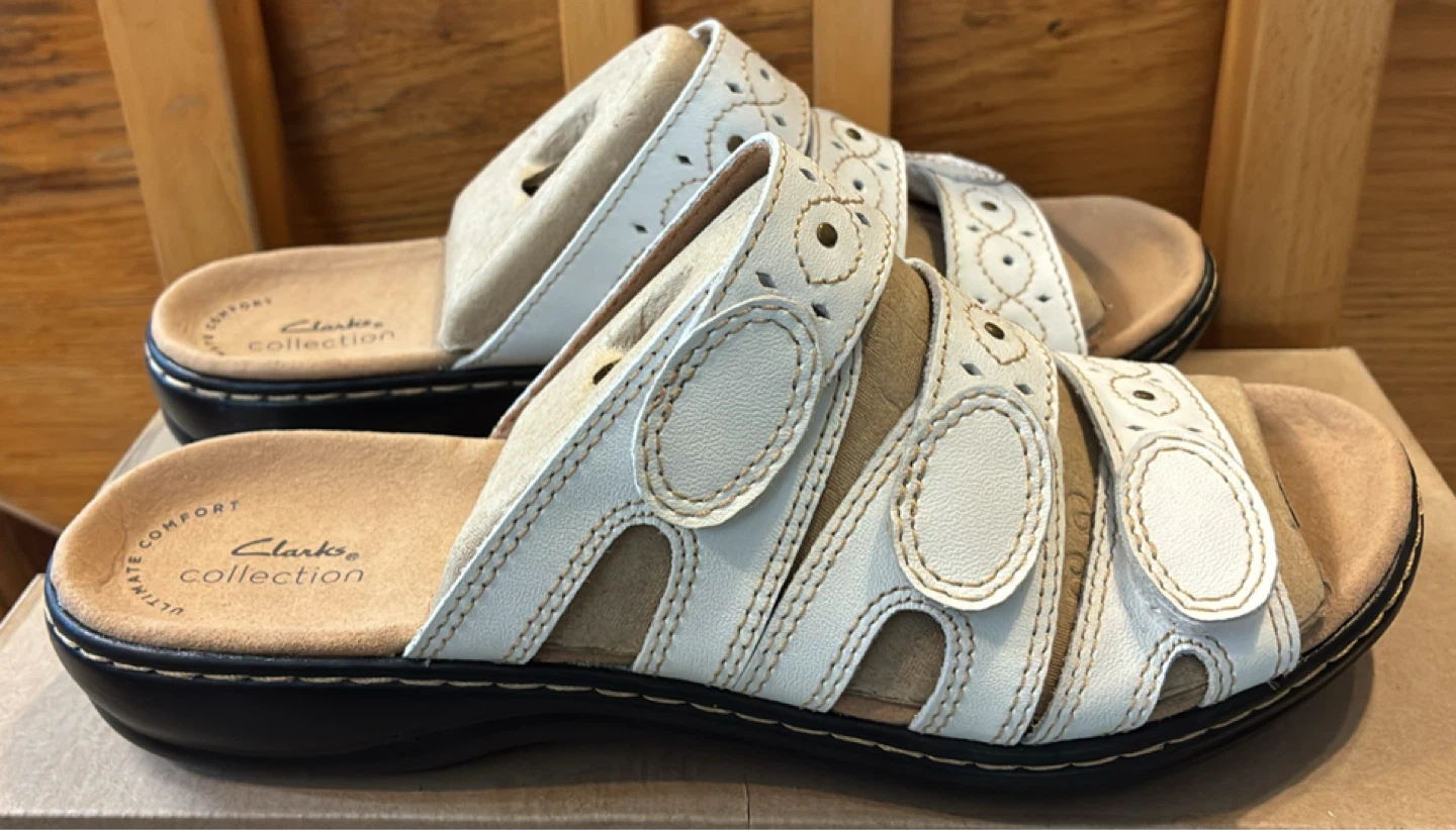 New Clarks White Leather Leisa Cacti Q Sandals - photo 2