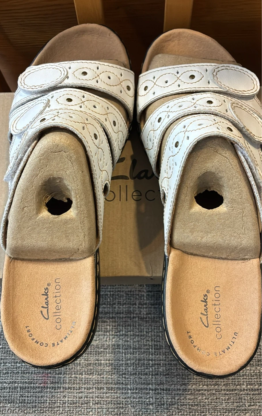 New Clarks White Leather Leisa Cacti Q Sandals - photo 3