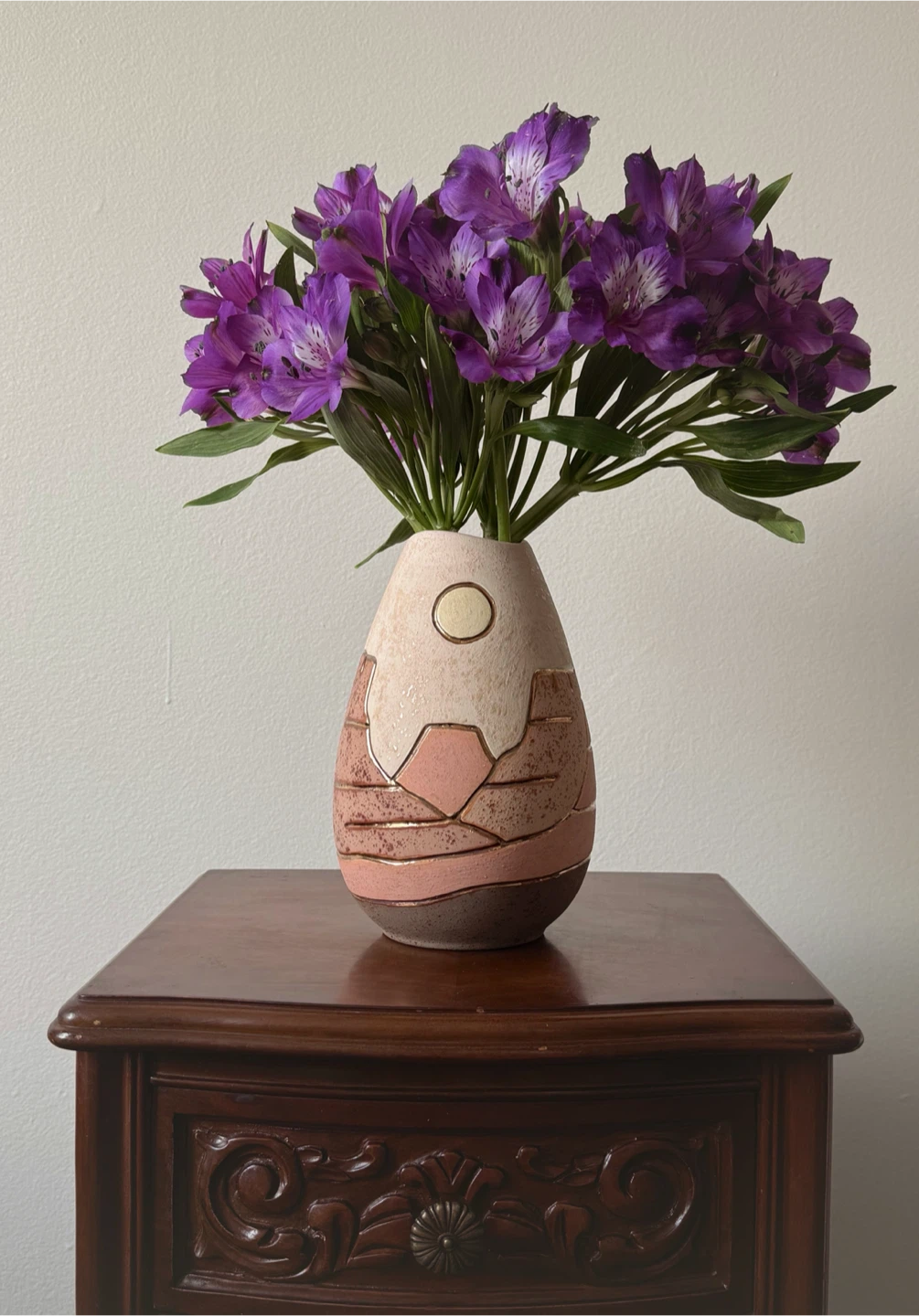 Mesa Ceramic Vase Pink Tan Gold