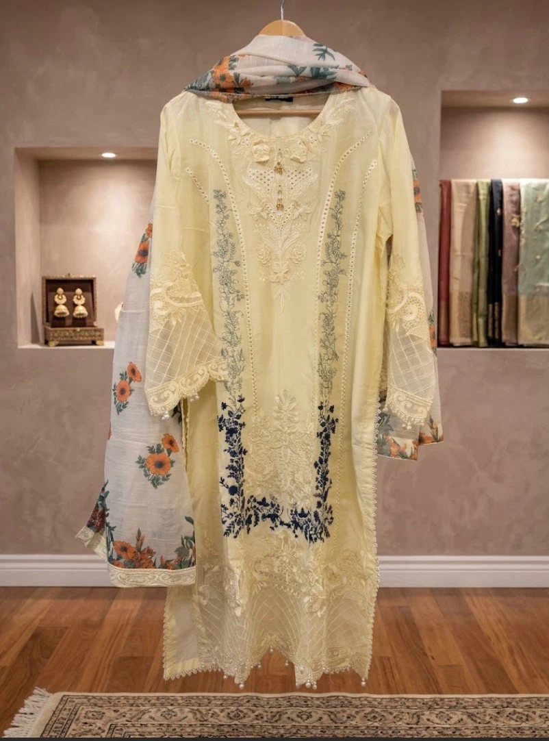 Women's Pastel Yellow Embroidered Kurti with Dupatta