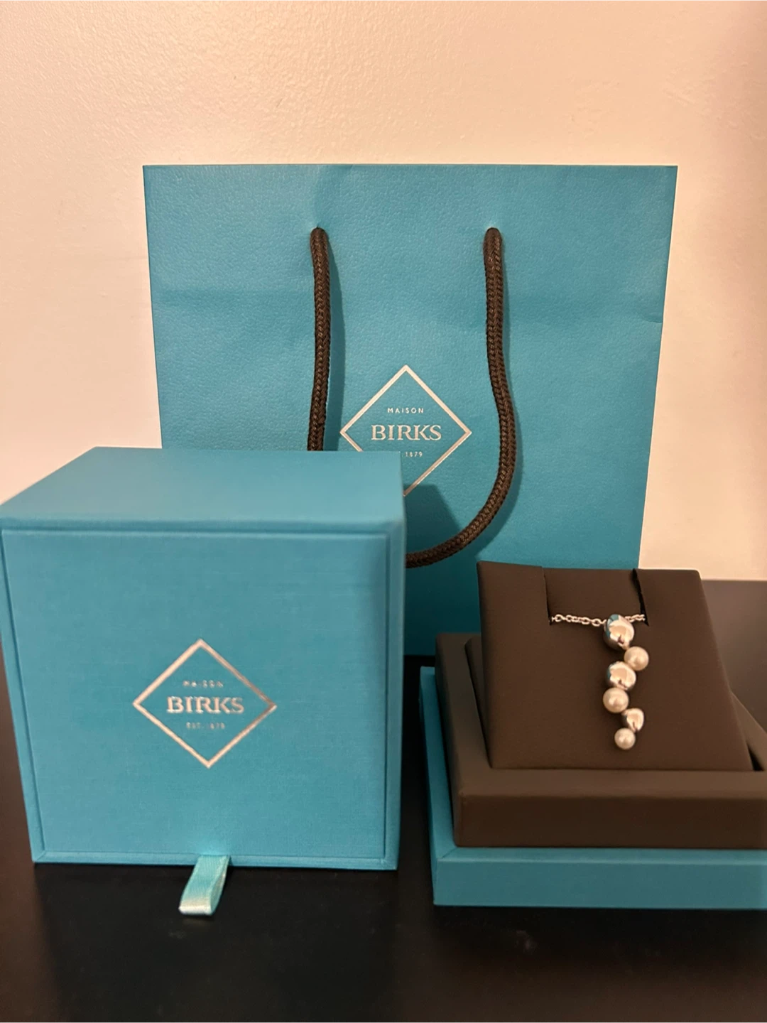 BNIB BIRKS Pebble Drop Necklace Sterling Silver