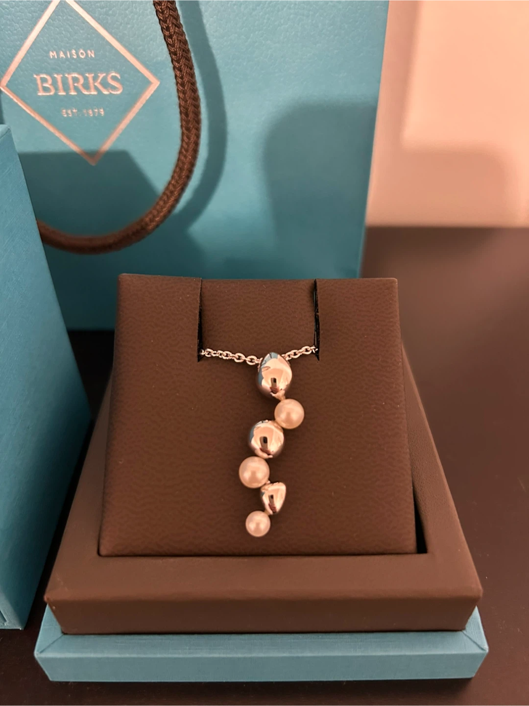 BNIB BIRKS Pebble Drop Necklace Sterling Silver - photo 2